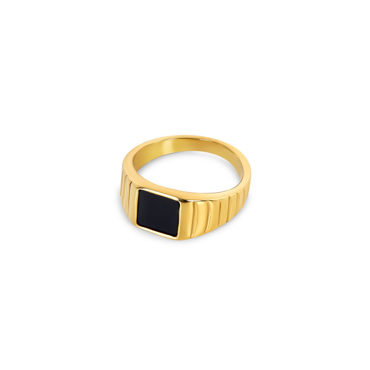 Black Square Ring - Gold