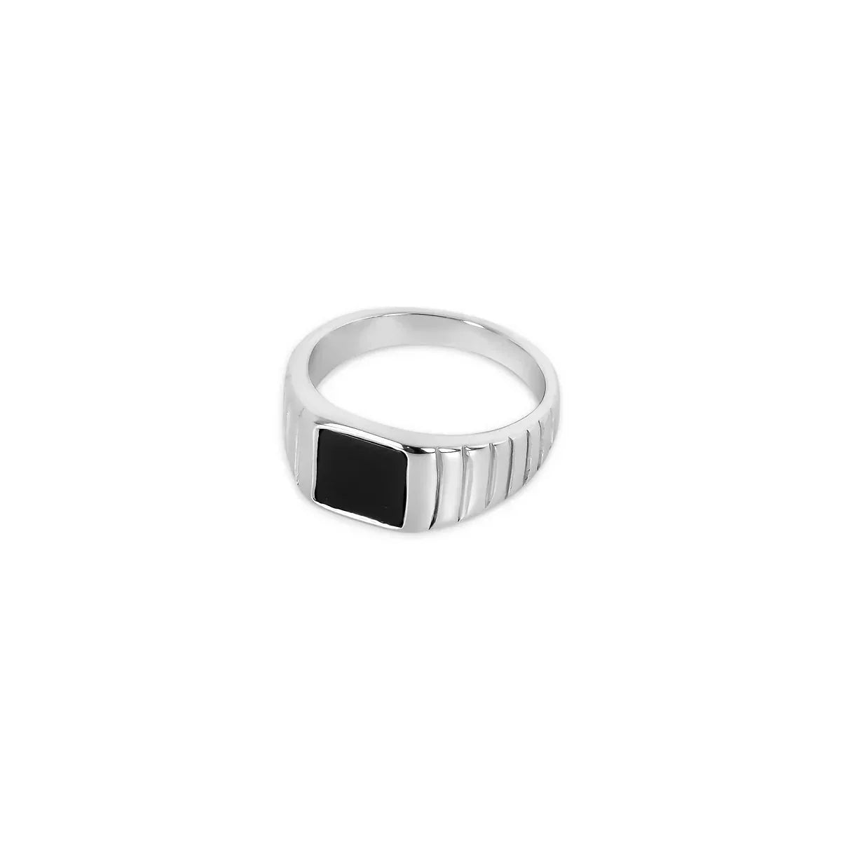 Black Square Ring - Silver