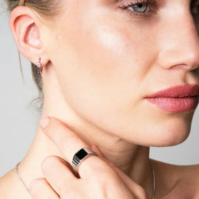 Black Square Ring - Silver