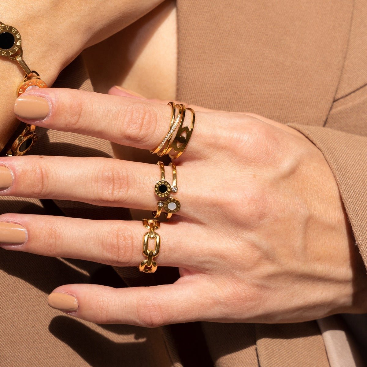 Evil Eye Ring - Gold (Adjustable)