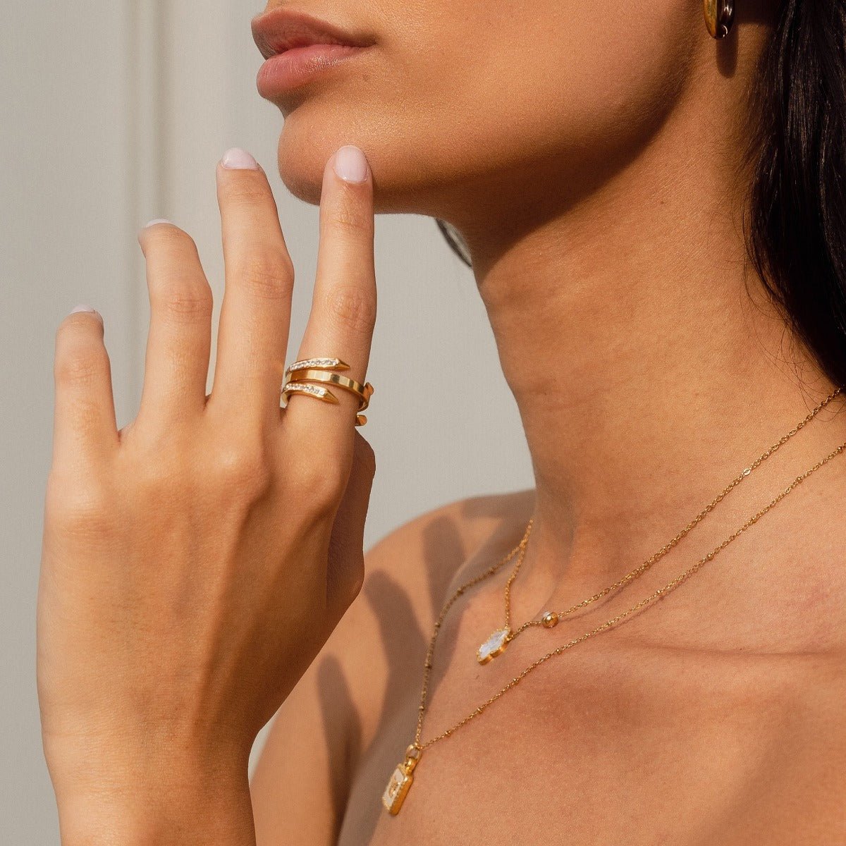 Stud Detail Ring - Gold