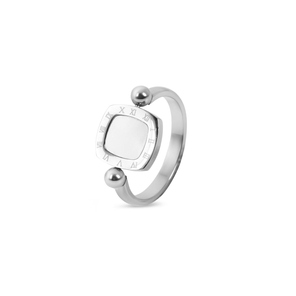 Square Charm Spinner Ring - Silver