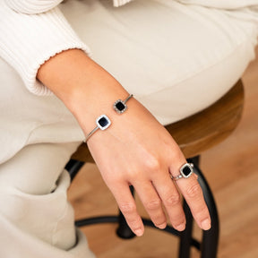Square Charm Spinner Ring - Silver