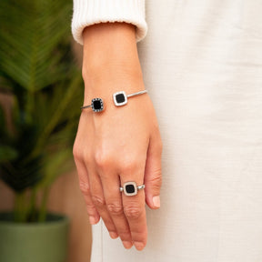Square Charm Spinner Ring - Silver
