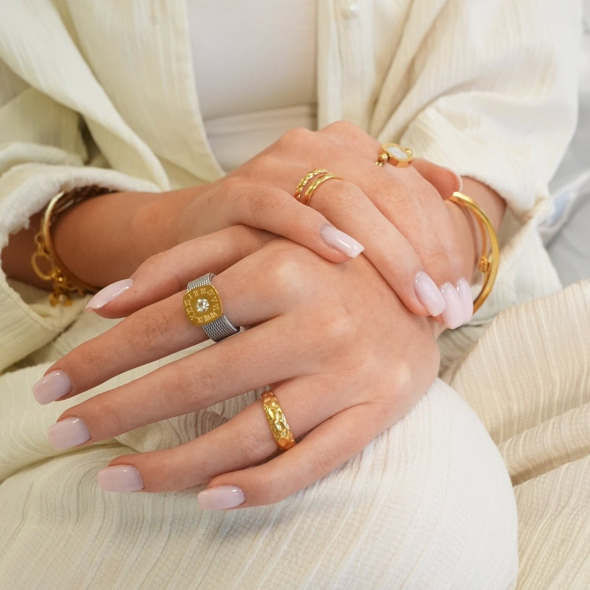 Lunar Textured Ring - Gold