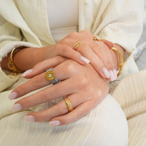 Lunar Textured Ring - Gold