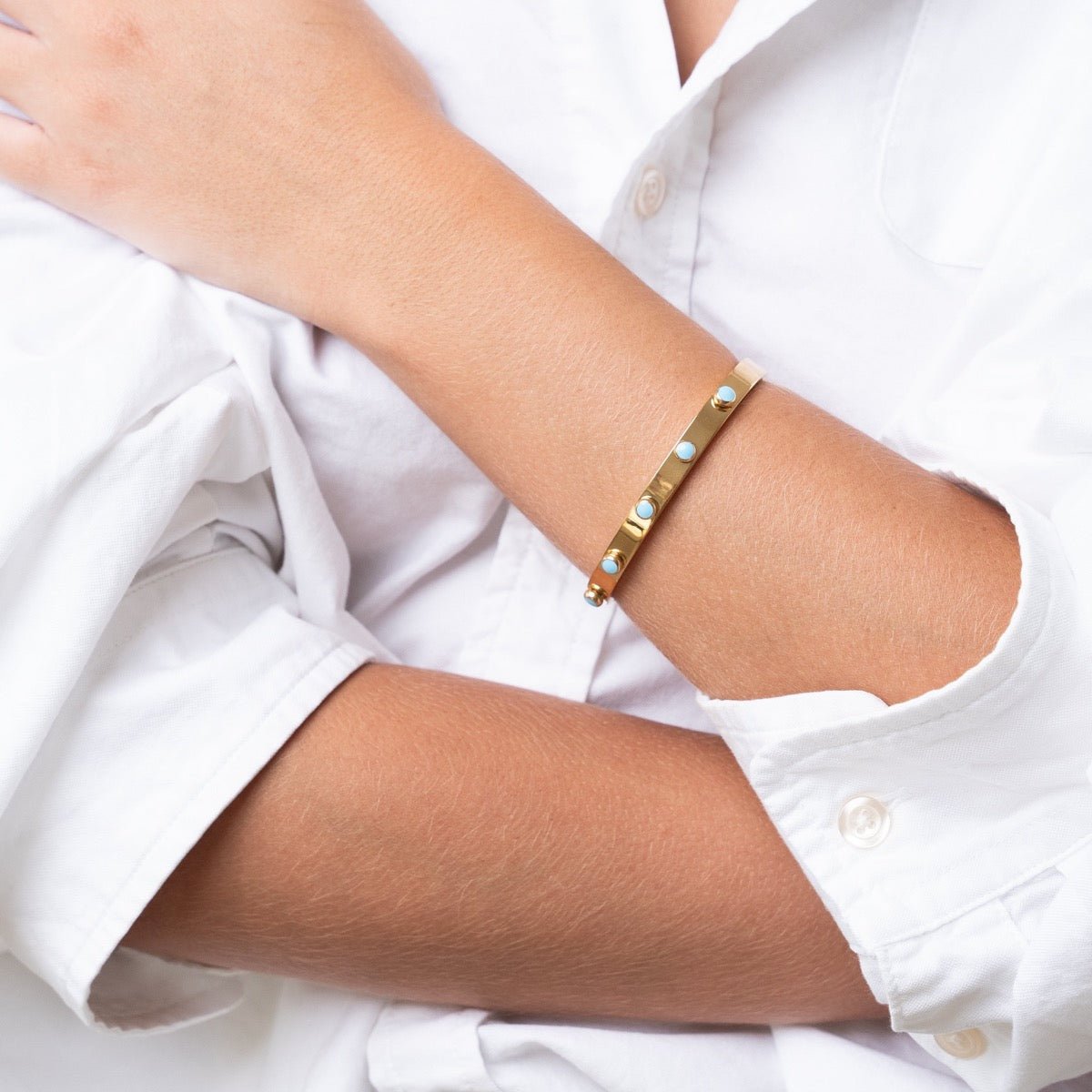 Aqua Stone Bracelet - Gold