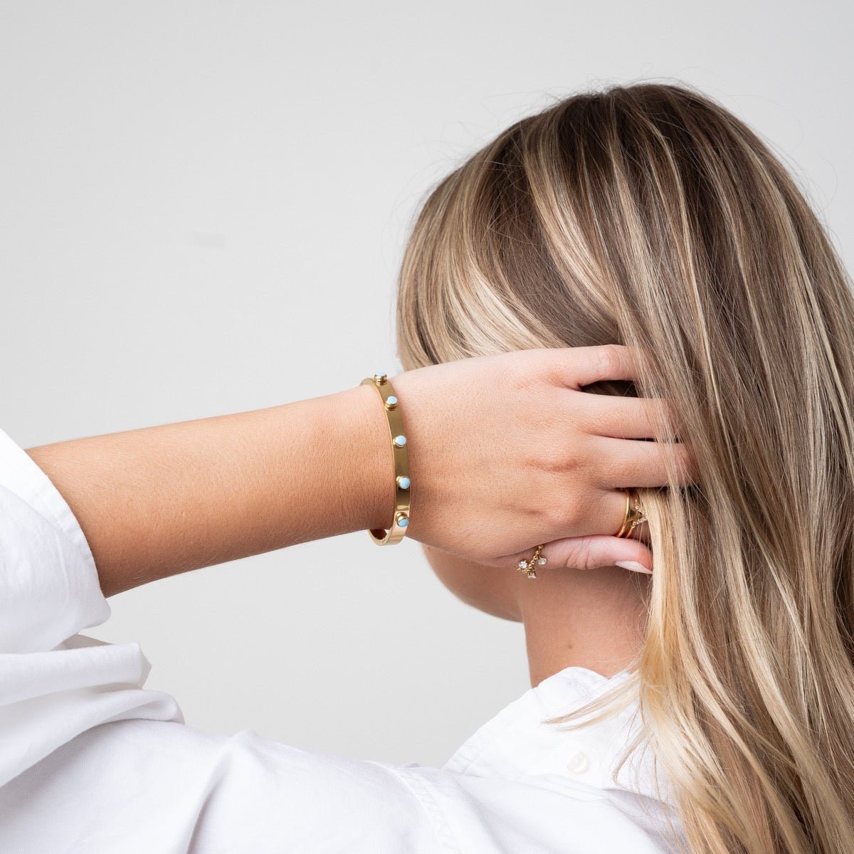 Aqua Stone Bracelet - Gold