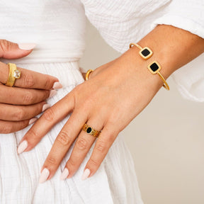 Bella Onyx Bracelet - Gold