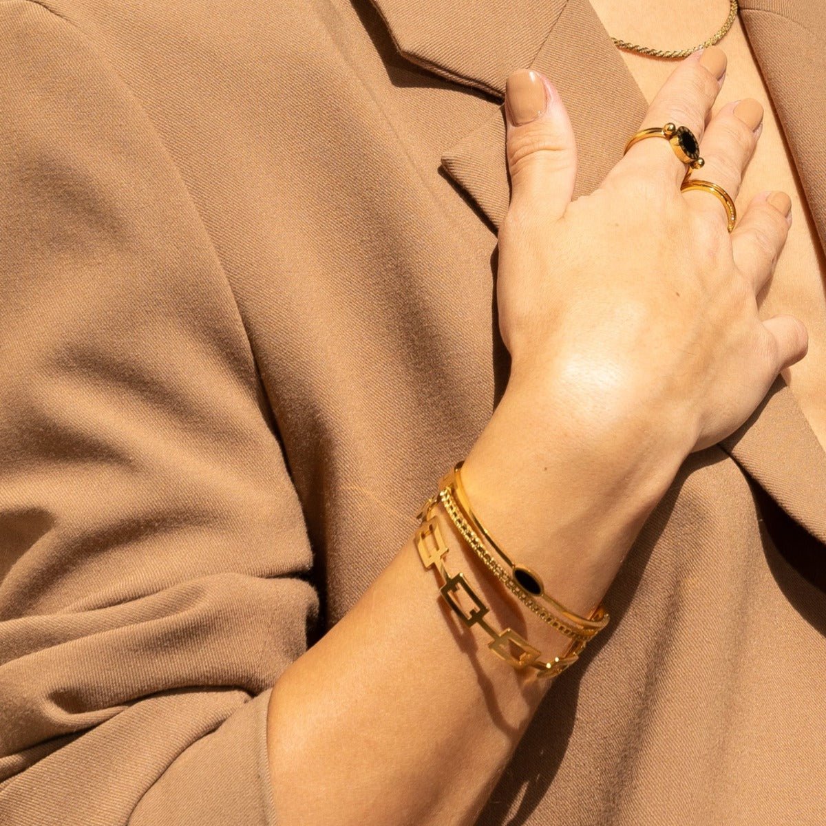 Onyx Layered Bracelet - Gold