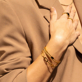 Onyx Layered Bracelet - Gold