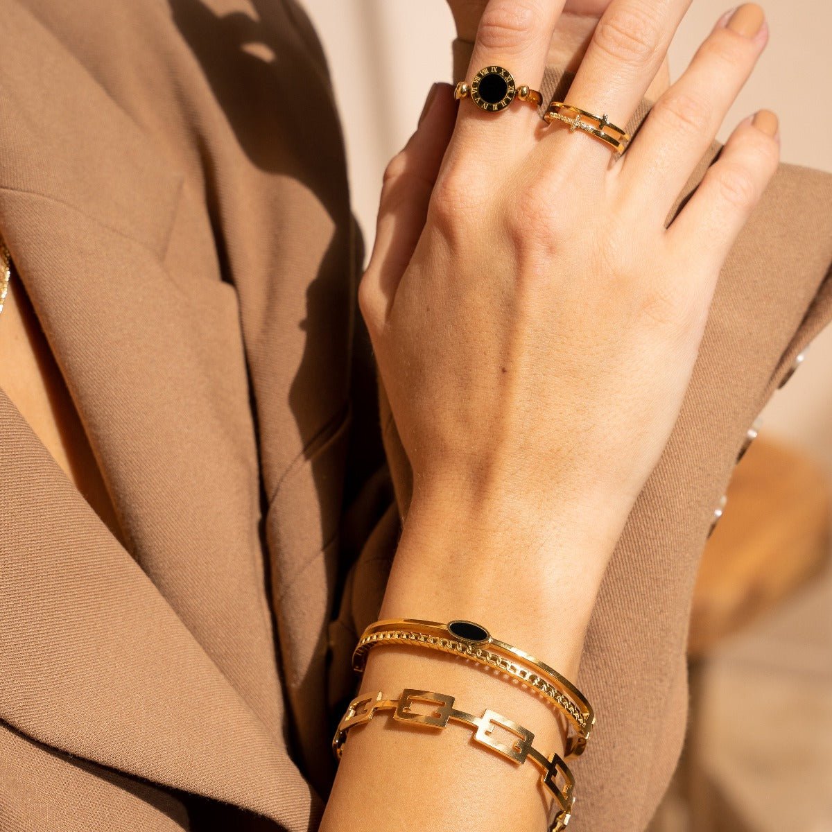 Onyx Layered Bracelet - Gold