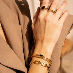 Onyx Layered Bracelet - Gold