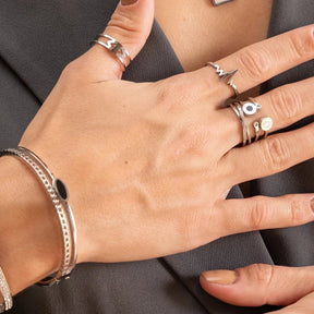 Onyx Layered Bracelet - Silver