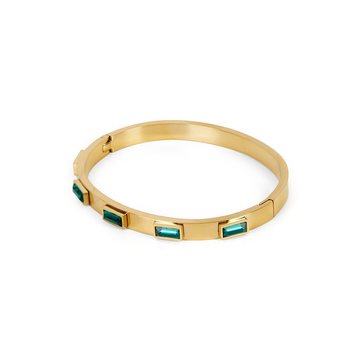 Green Navette Crystal Bracelet - Gold