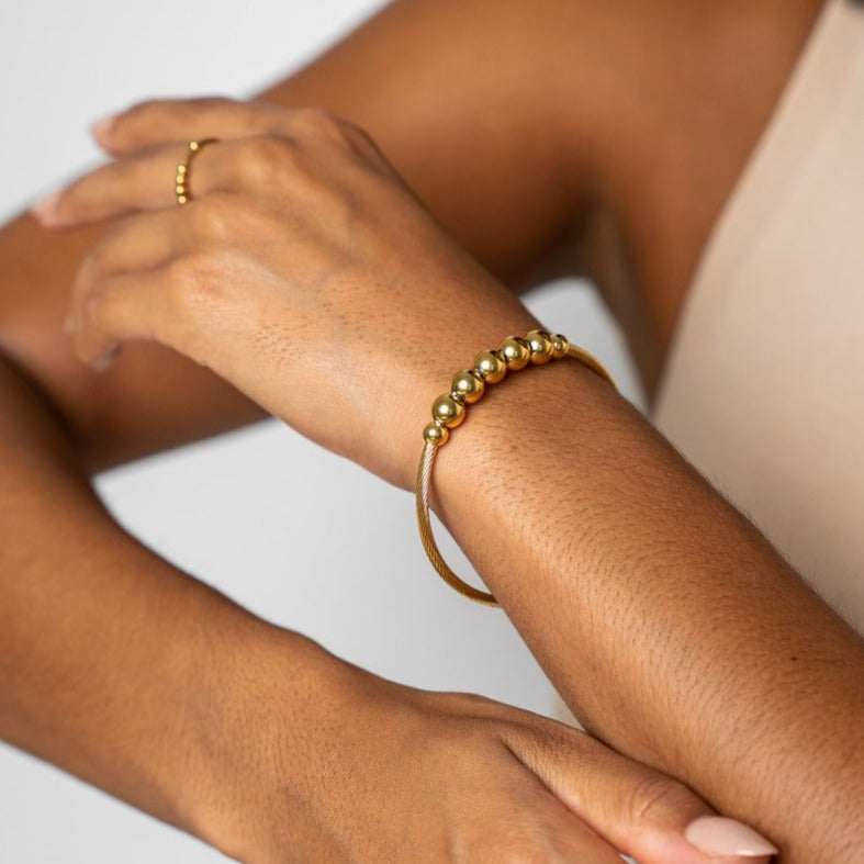 Anti-Stress Beaded Bracelet - Gold (Adjustable)