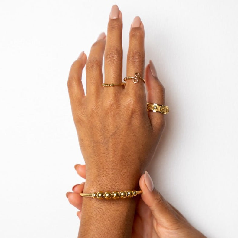 Anti-Stress Beaded Bracelet - Gold (Adjustable)