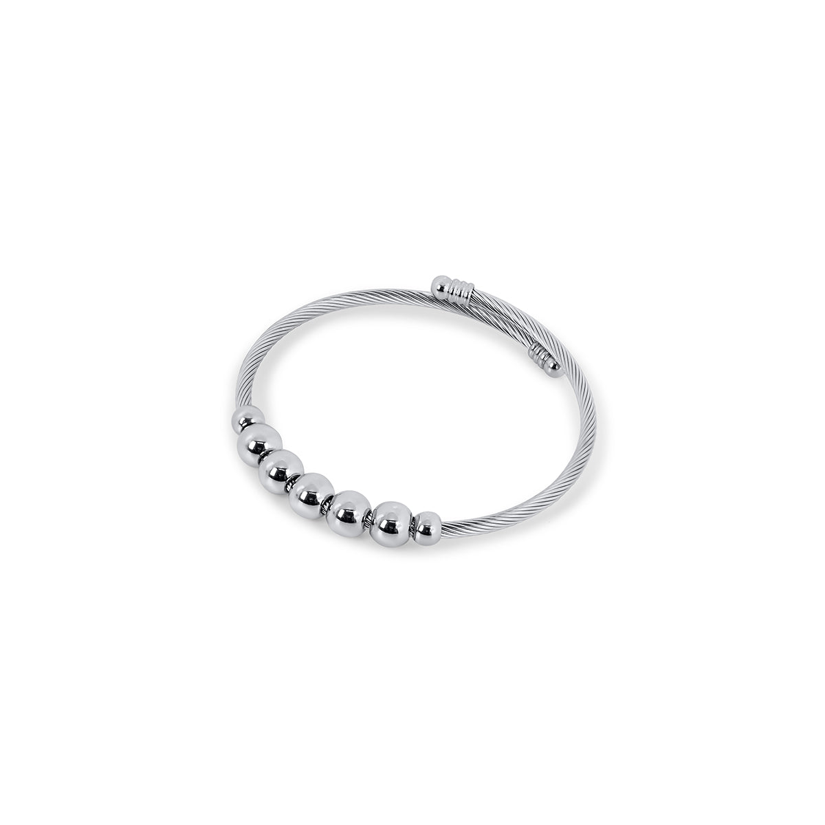 Anti-Stress Beaded Bracelet - Silver (Adjustable)