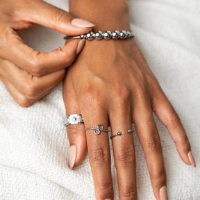 Anti-Stress Beaded Bracelet - Silver (Adjustable)