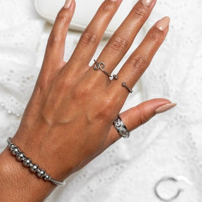 Anti-Stress Beaded Bracelet - Silver (Adjustable)