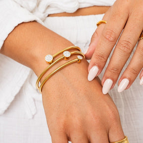 Spiral Crystal Bracelet - Gold