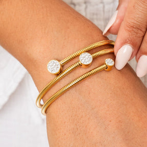 Spiral Crystal Bracelet - Gold