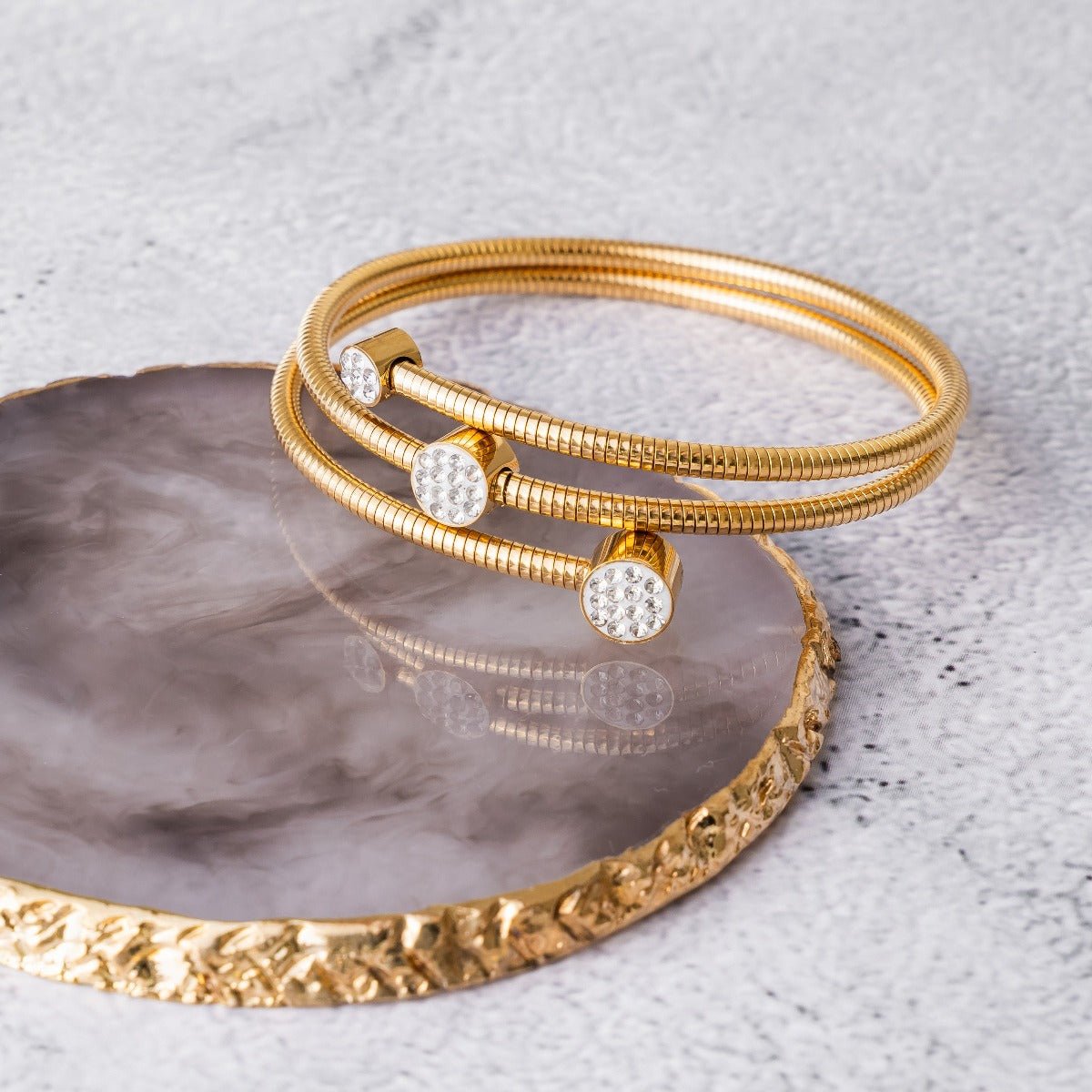 Spiral Crystal Bracelet - Gold