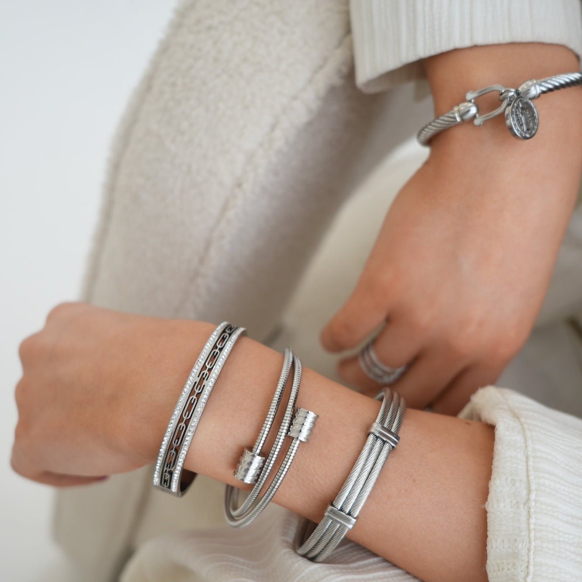 Triple Spiral Bracelet - Silver