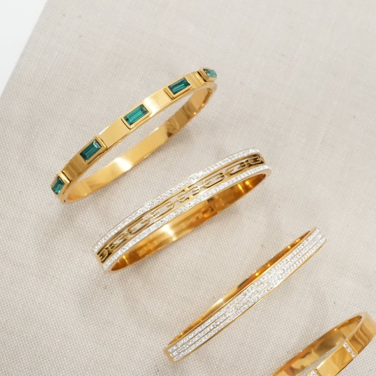 Ivy Beaded Crystal Stone Bracelet - Gold