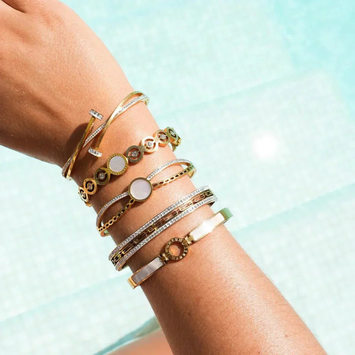 Ivy Beaded Crystal Stone Bracelet - Gold