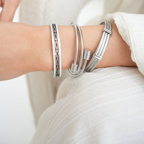 Ivy Beaded Crystal Stone Bracelet - Silver