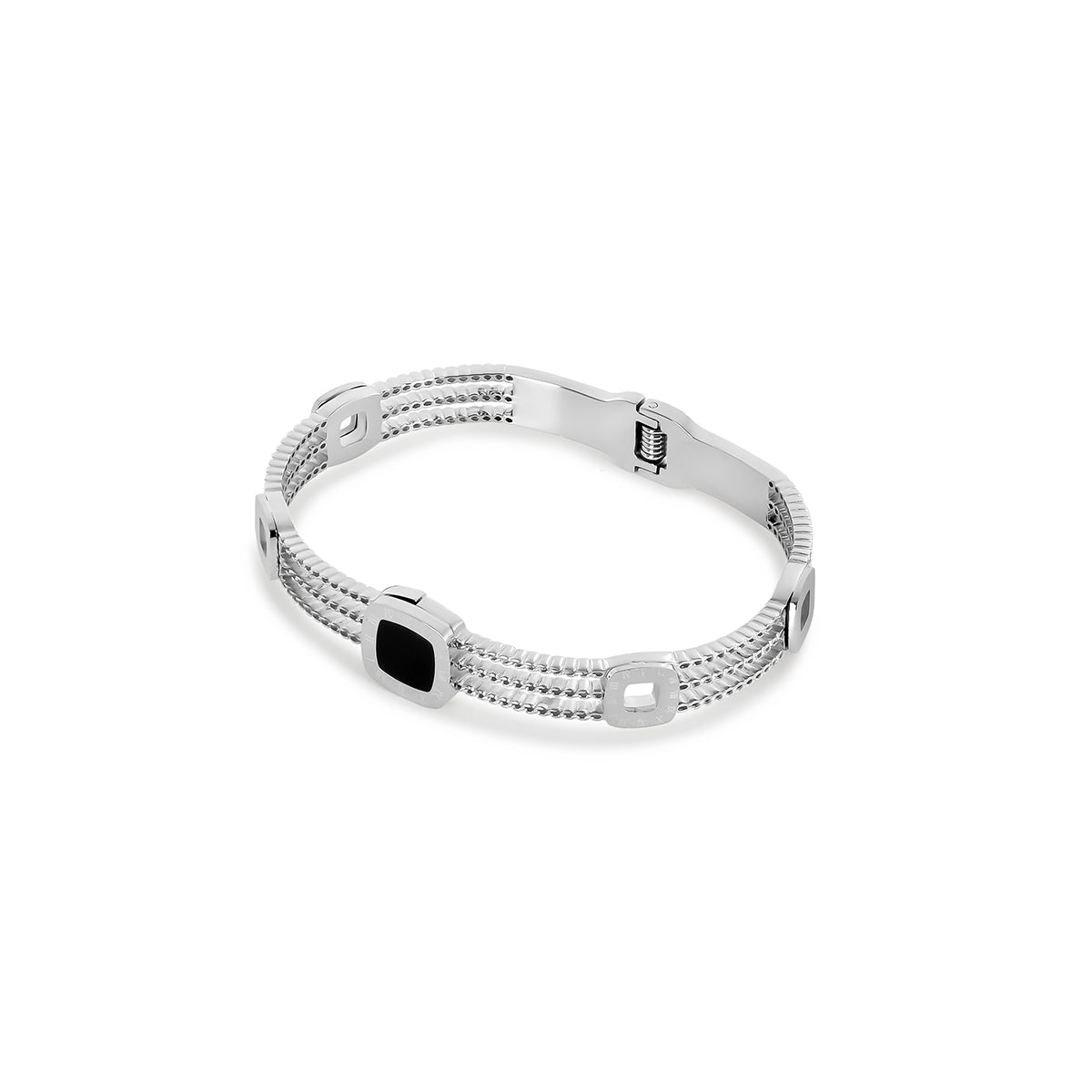 Onyx Square Bracelet - Silver