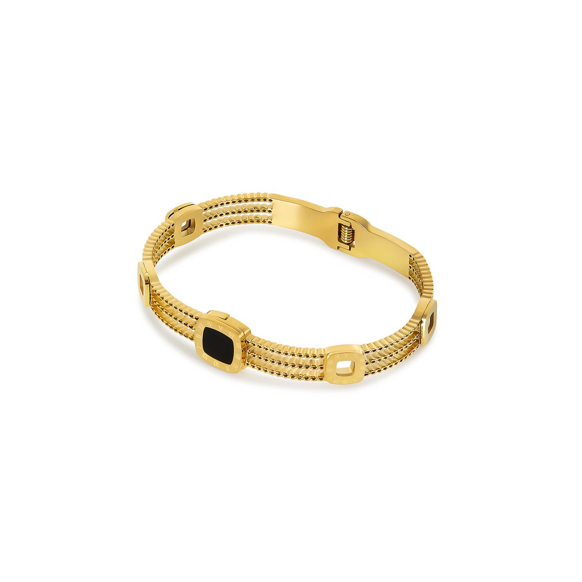 Onyx Square Bracelet - Gold