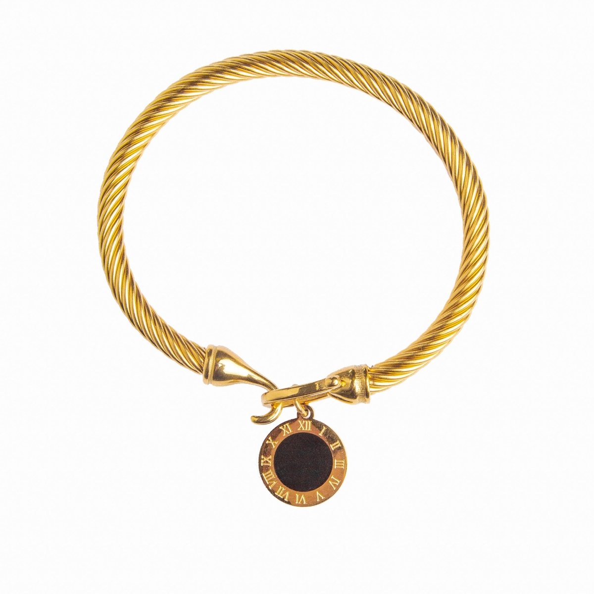 Oxidized Onyx Pendant Bracelet - Gold