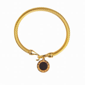 Oxidized Onyx Pendant Bracelet - Gold