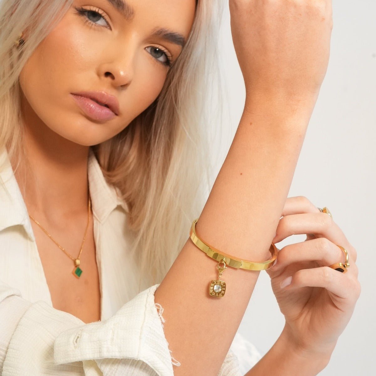 Square Charm Bracelet - Gold