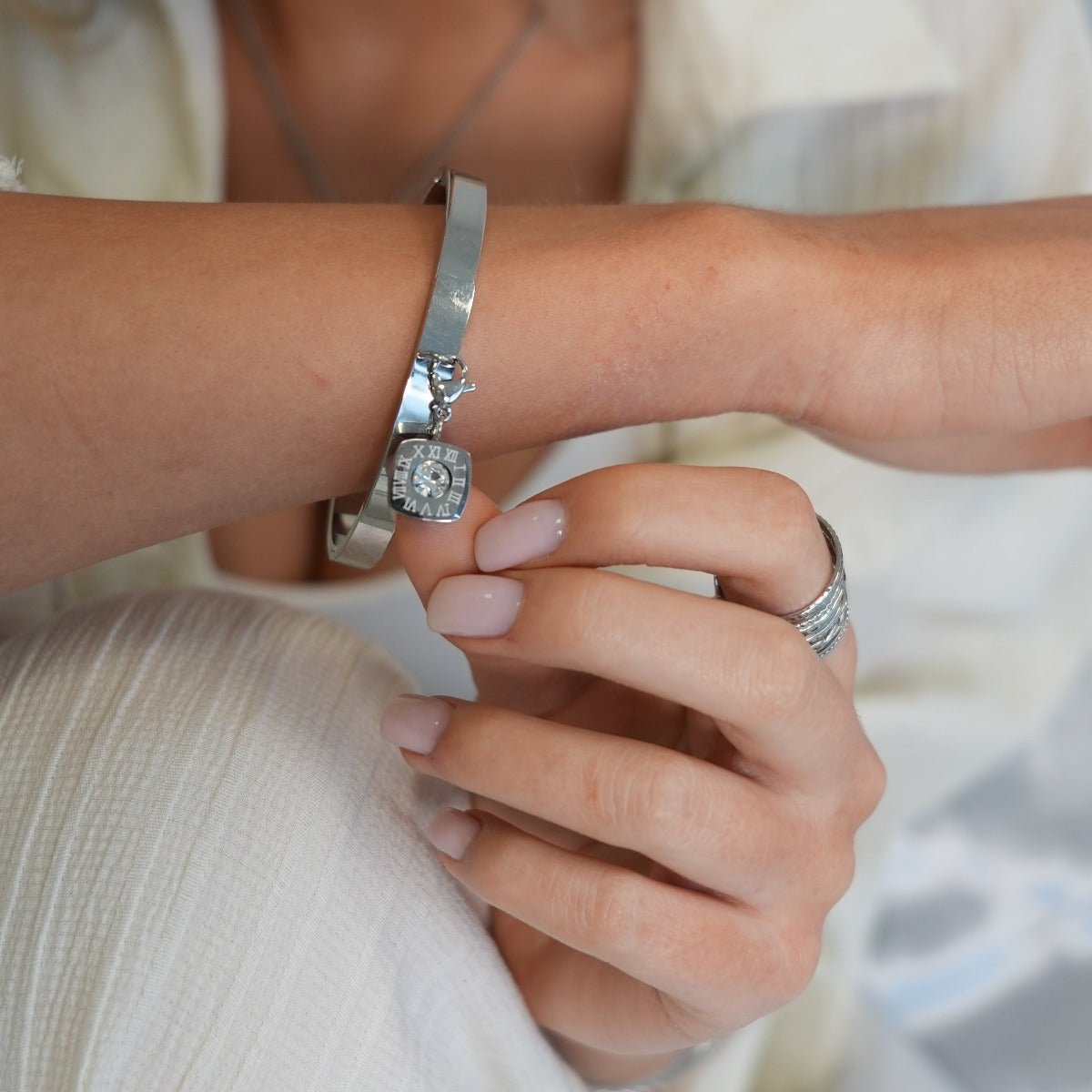 Square Charm Bracelet - Silver