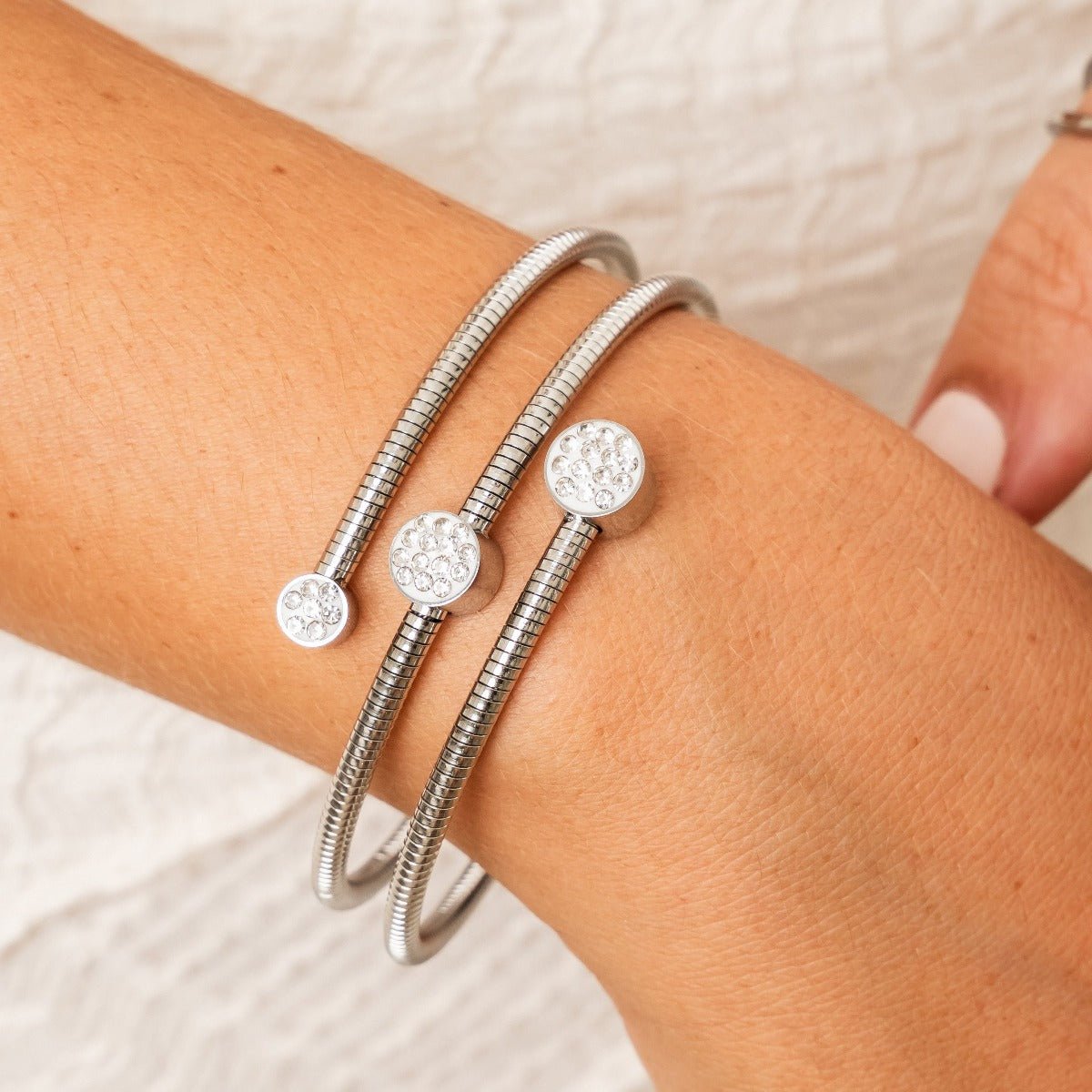 Spiral Crystal Bracelet - Silver