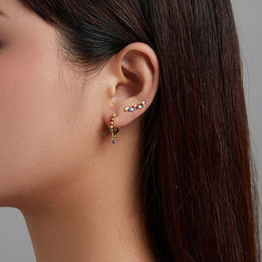 Colorful Crystal Hoop Earrings - Gold