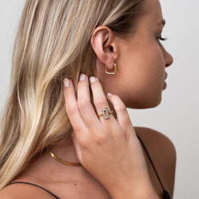 Square Hoop Earrings - Gold