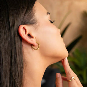 Twisted Hoop Earrings - Gold