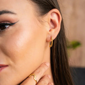 Twisted Hoop Earrings - Gold
