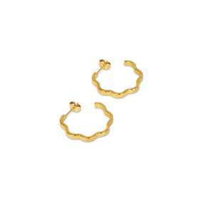 Wavy Texture Hoop Earrings - Gold