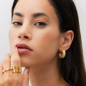 Date Hoop Earrings - Gold