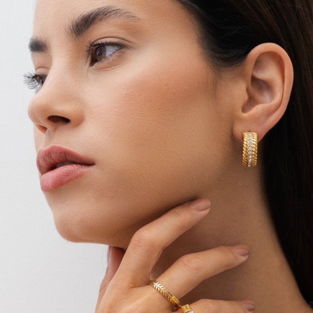 Date Hoop Earrings - Gold