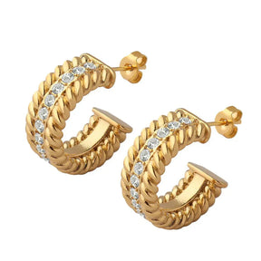 Date Hoop Earrings - Gold