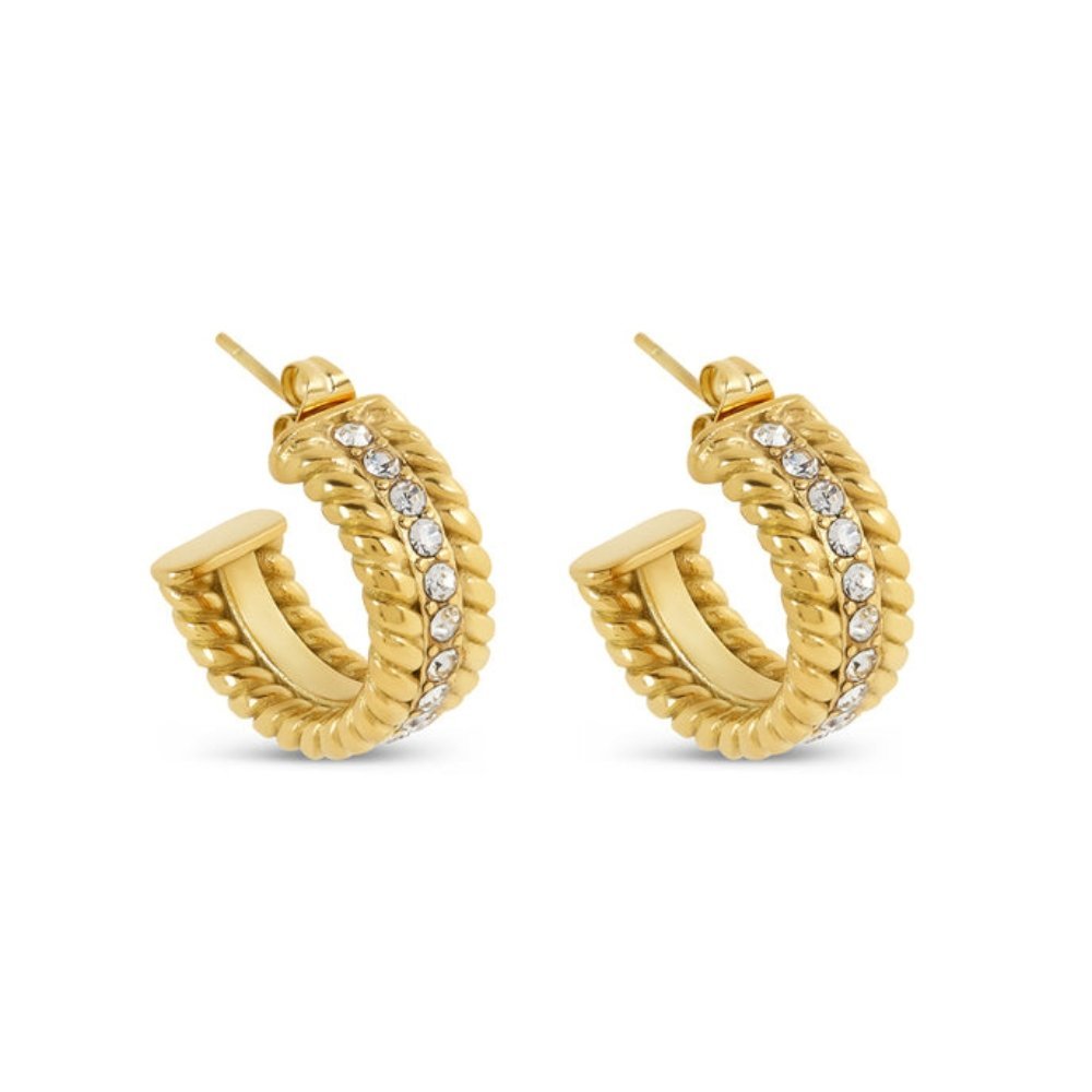 Date Hoop Earrings - Gold