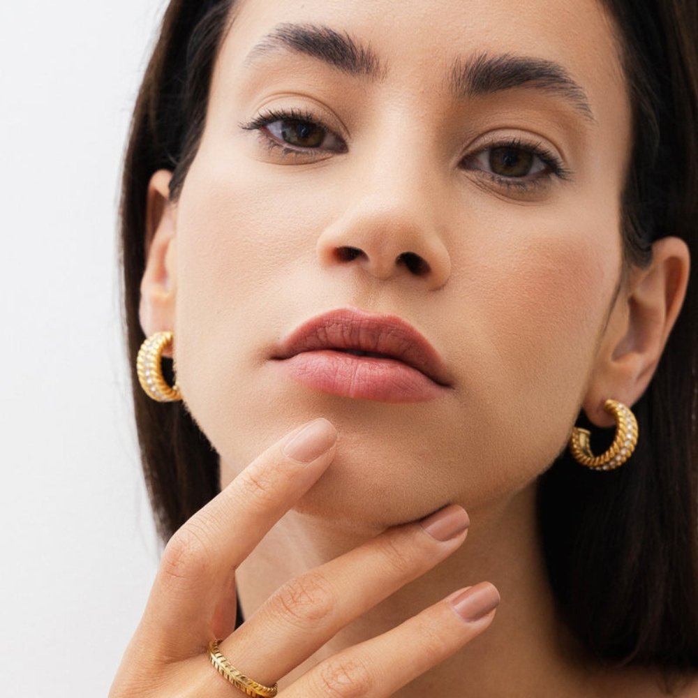 Date Hoop Earrings - Gold