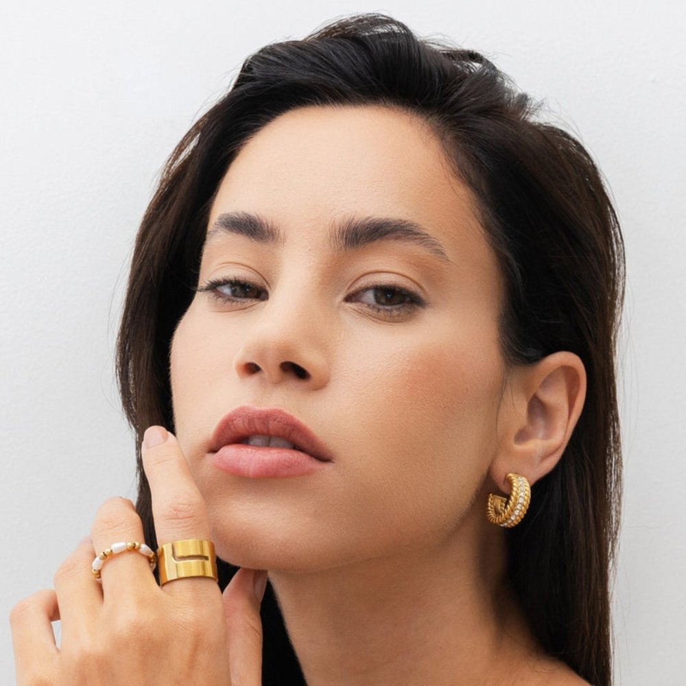 Date Hoop Earrings - Gold