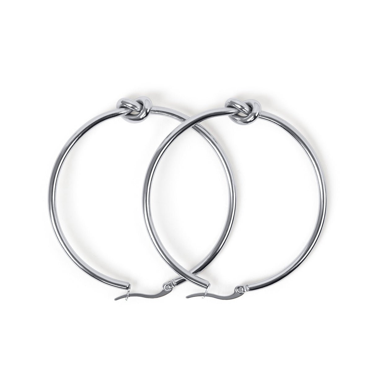 Knot Central Hoop Earrings - Silver